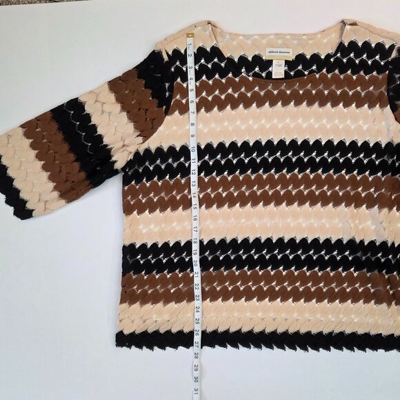 NWT - Alfred Dunner Lace Textured Top 3X Neutral Multi, 3/4 Sleeve, Thin Liner - Picture 5 of 11